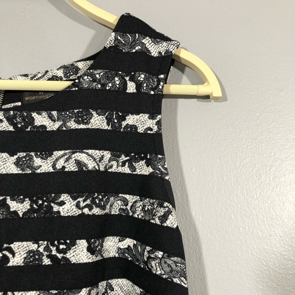 Worthington Sundress Sleeveless Dress Size S Black Stripe Flower Casual Work - Picture 12 of 12